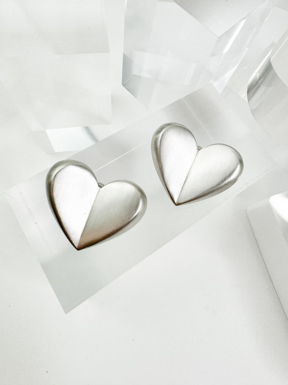 Vintage Givenchy Earrings, Givenchy Silver heart … - image 5