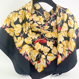 Vintage Hermes Scarf, I’ARBRE de SOIE, Vintage Silk Scarf black,  Made in France, Silk Scarves, Accessories for Women, Gift for her