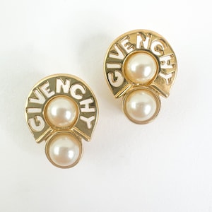 Vintage Givenchy earrings, Givenchy Logo earrings, Givenchy Pearl Earrings, Gift for her, Givenchy 80’s, Jewelry for Women, Bridal Jewelry