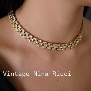 Vintage Nina Ricci Necklace, Gold Tone Necklace, Choker Necklace, gold wheat, Vintage bridal, Jewelry for Women, Personalized Gifts