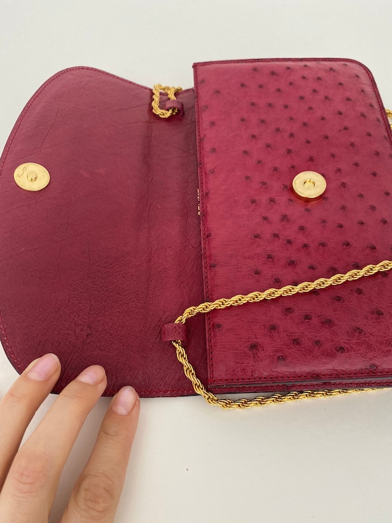 CELINE TRIOMPHE SHOULDER BAG CLUTCH RASPBERRY PINK OSTRICH MADE IN ITALY |  eBay