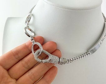 ヴィンテージ クリスチャン ディオール シルバートーンネックレス
