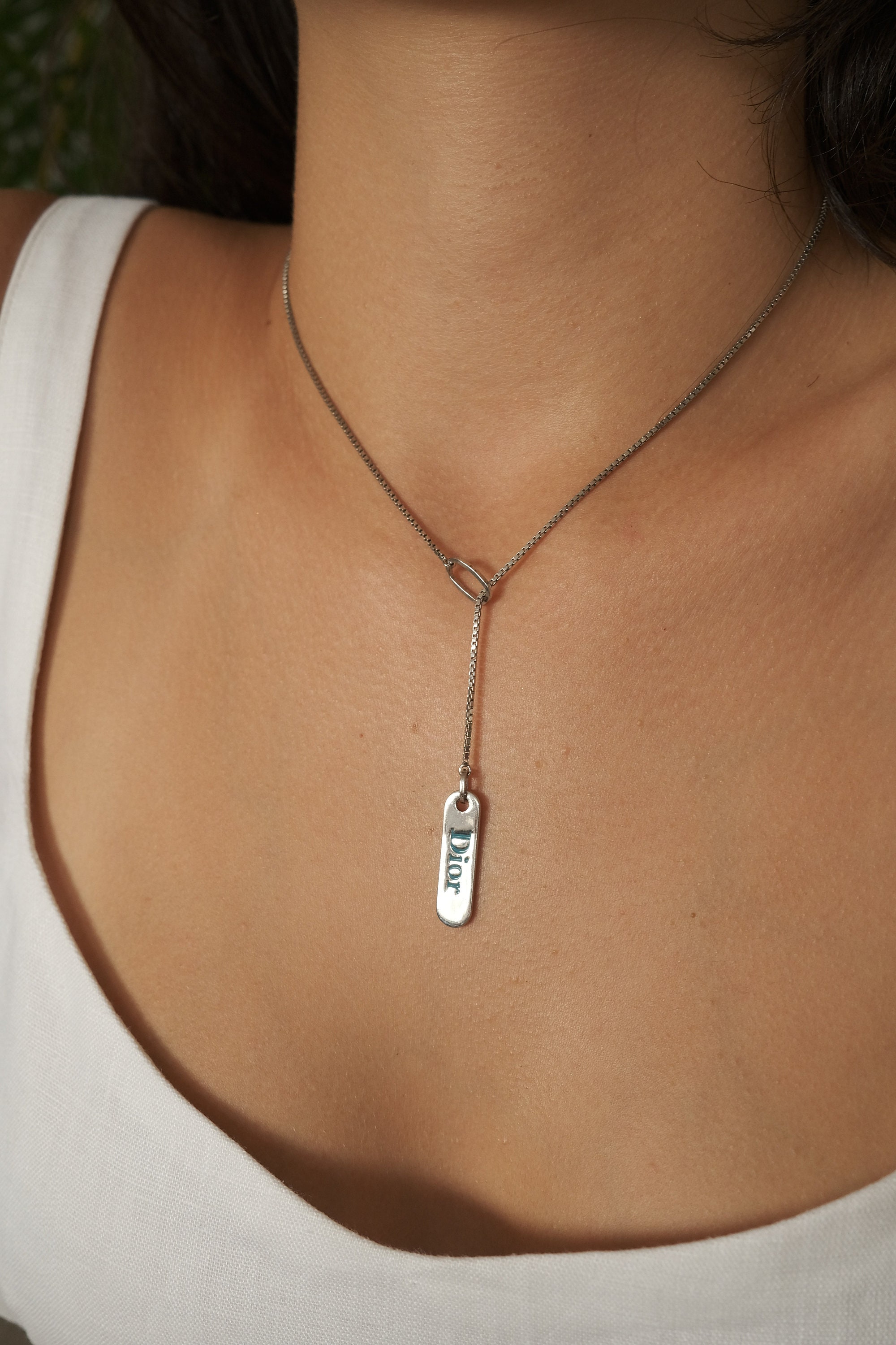 Christian Dior Necklace, Dior Vintage, Dior Logo Necklace, Vintage Christian Dior Choker ID Tag, John Galliano Rare Jewelry, Gift for Her Christian Dior Necklace, Dior Vintage, Dior Logo Necklace, Vintage Christian Dior Choker ID Tag, John Galliano Rare Jewelry, Gift for Her