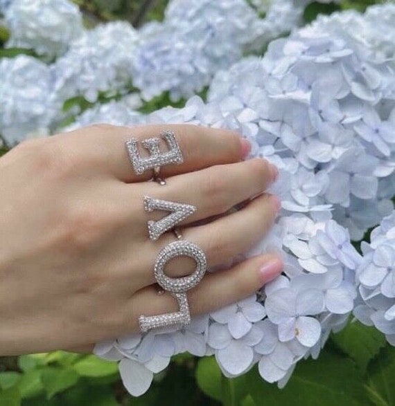Stainless Steel Gold Color Flower Letters Rings For Women Alphabet Jewelry  Pretty Girl Initials Adsjustable Rings Party Gifts - AliExpress