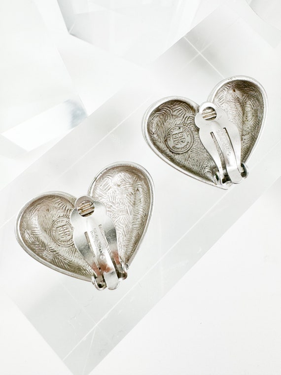 Vintage Givenchy Earrings, Givenchy Silver heart … - image 6