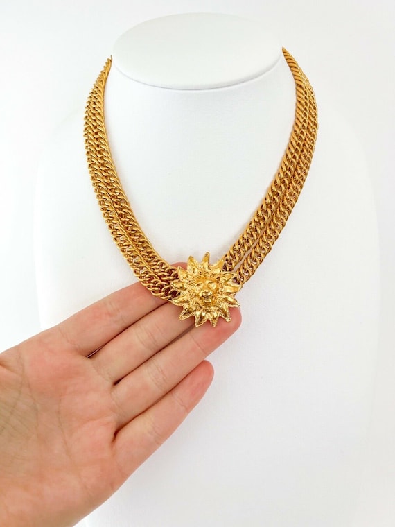 Vintage Chanel Necklace, Made in France, Lion Motif Charm Necklace 