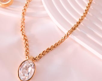 Vintage YSL Gold-Plated Necklace: Chunky Curb Chain, Signed Pendant