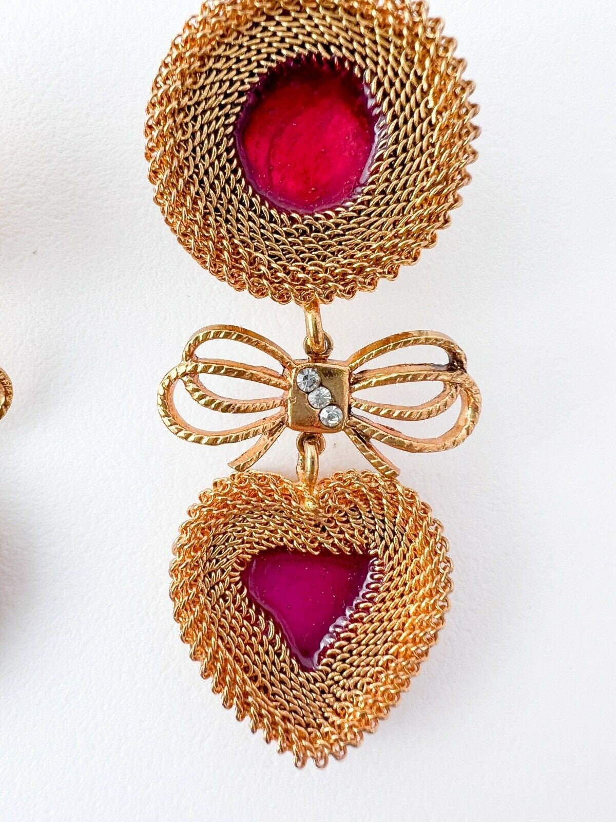 Boucles D'oreilles Clips Vintage Strass Rouge - French Fashion - Occasion