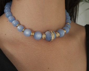 Jens イェンス BLUE GLASS MOTIF CHOKERS 24AW Givenchy Vintage Necklace Blue Glass Lucite Choker Beaded