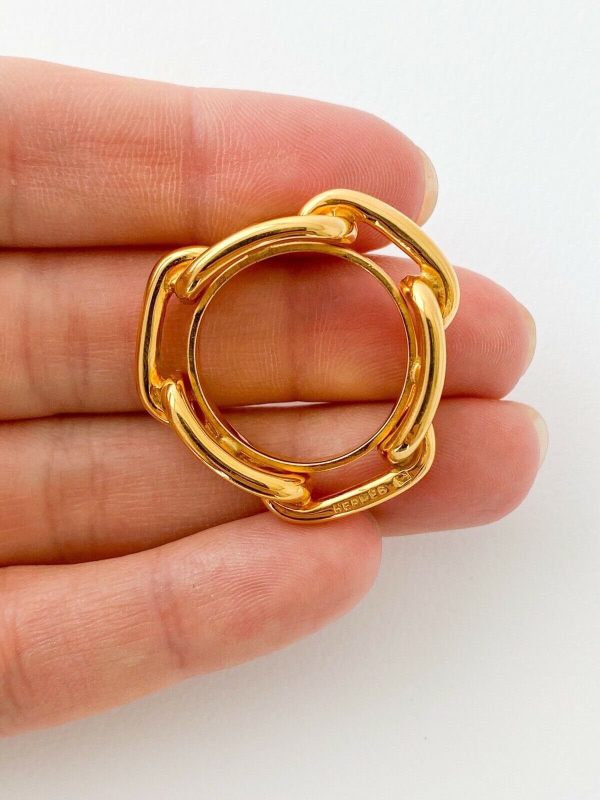 HERMES scarf ring Head Gold Plated gold Women Used –
