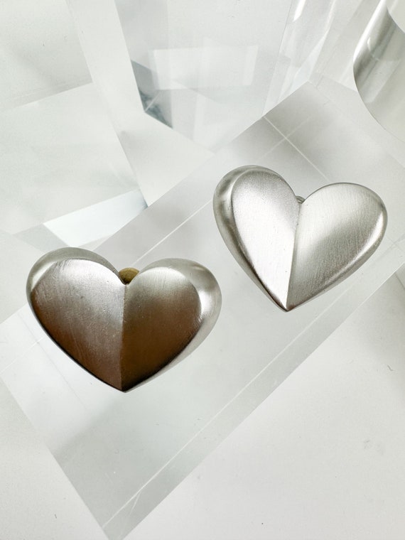 Vintage Givenchy Earrings, Givenchy Silver heart … - image 1