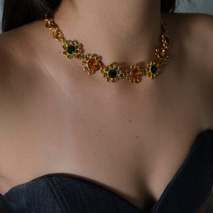 1990s Vintage Yves Saint Laurent Beaded Necklace With Flower