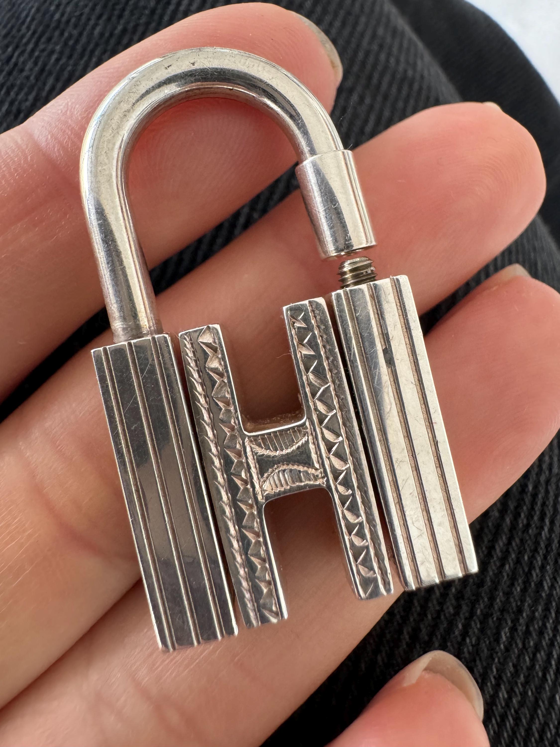 Vintage Hermes Touareg Sterling Silver Cadena Lock Necklace