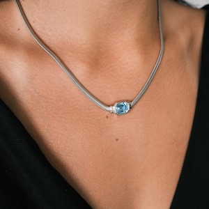 Vintage Christian Dior Choker: Aquamarine Crystal Snake Chain, Made in Germany
