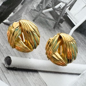Vintage Givenchy Gold Tone Clip On Earrings: Twisted Knot Design