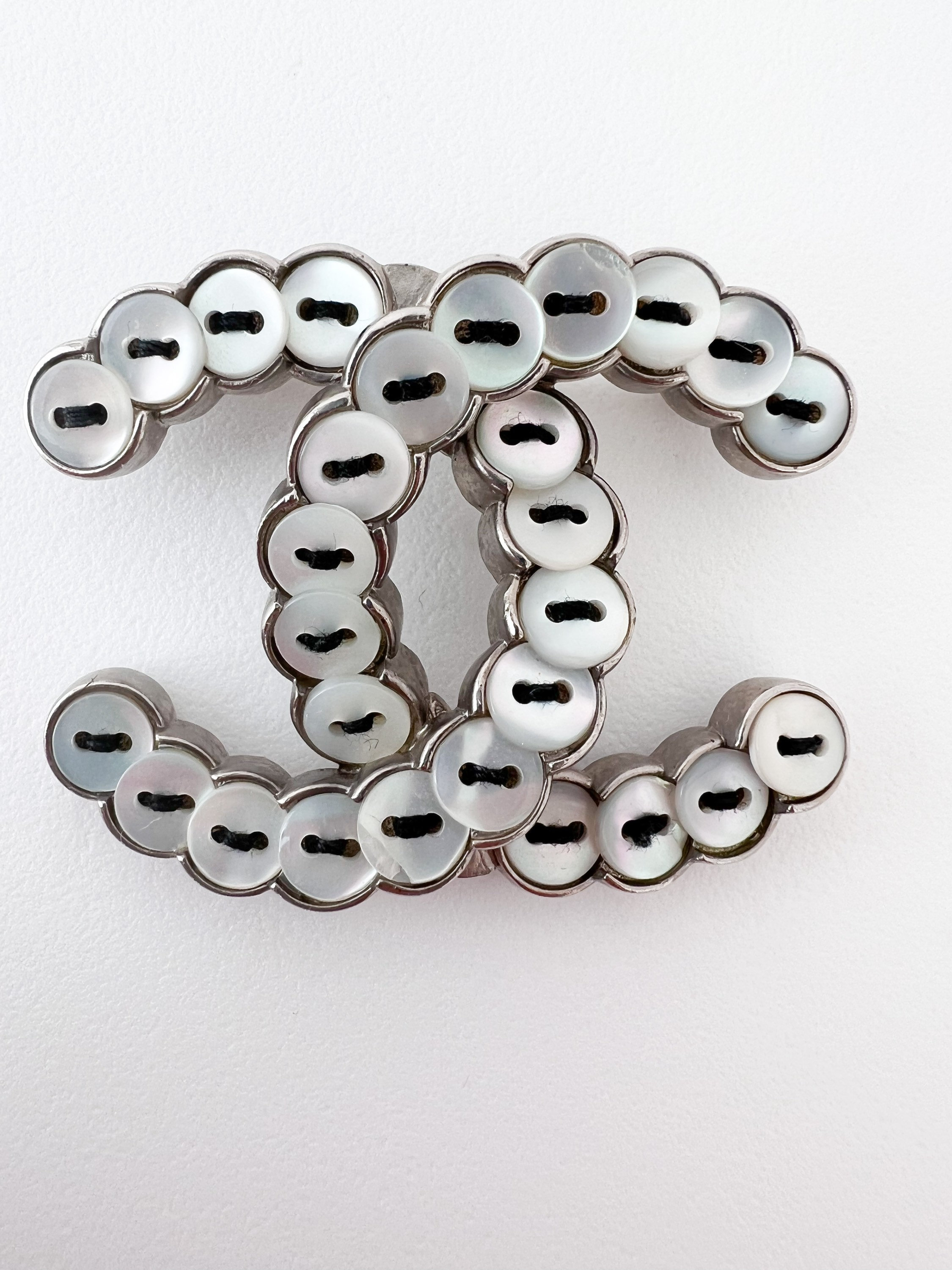 Vintage Chanel Brooch Pin, CC Logo, Natural Mother of Pearl