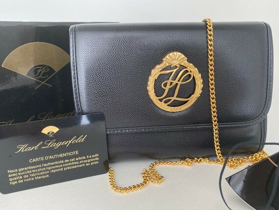 Vintage Karl Lagerfeld Bag Black Leather Bag Shoulder Bag Crossbody Bag 2 Ways Bag Leather Bag Vintage New Women s Leather Bag Etsy