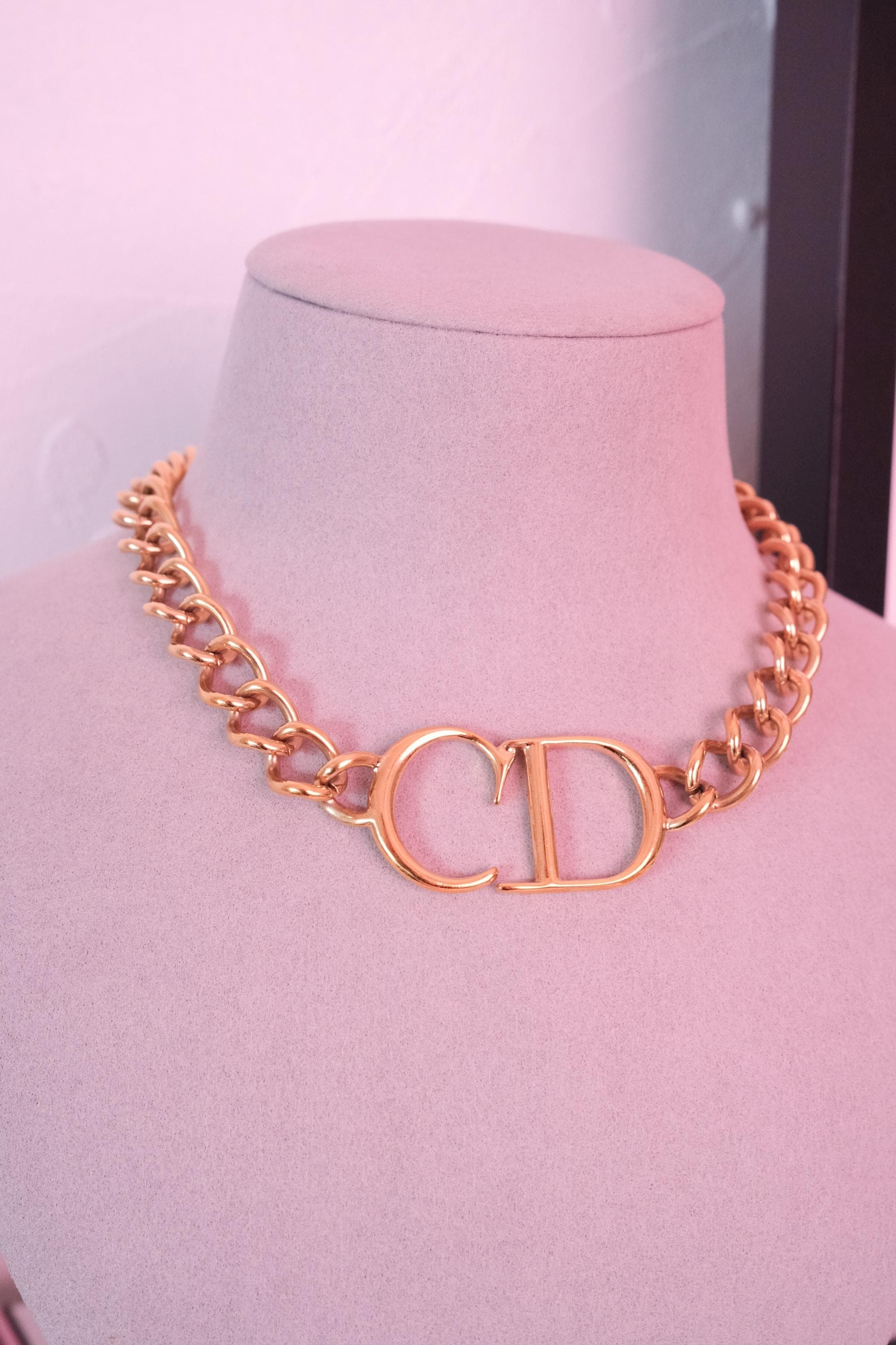Vintage Christian Dior CD Choker Necklace, Dior Chain Necklace