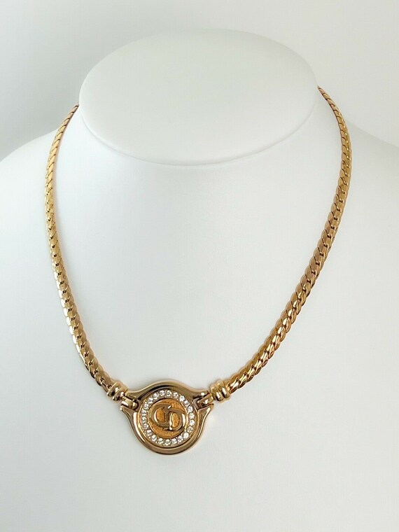 Vintage Christian Dior Necklace Choker Necklace Gold Tone Etsy
