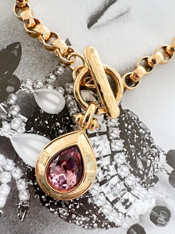 Vintage Givenchy Choker Necklace: Gold Teardrop Crystal, 1980s