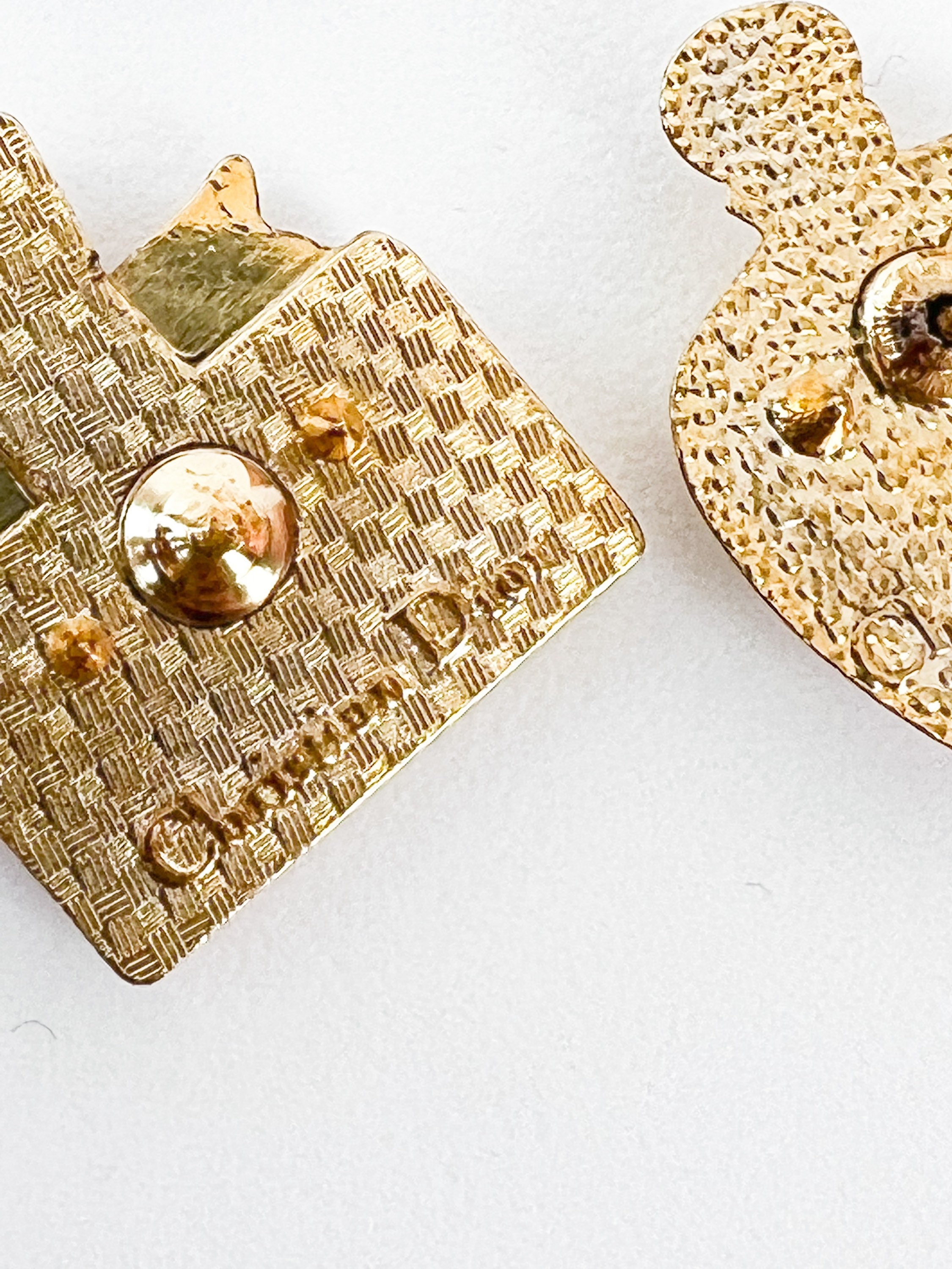 Vintage Christian Dior Brooch Pin Set: Gold Tone Perfume Bottles