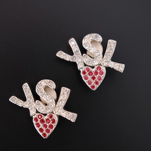 Yves Saint Laurent  ロゴ ピアス ノベルティ Yves Saint Laurent Logo Earrings - Etsy