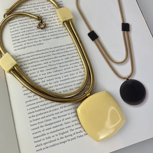 Vintage LANVIN Paris Gold-Plated Necklace with Beige Pendant