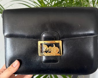 Vintage Celine Bag, Celine Paris Horse Carriage Shoulder Bag Black