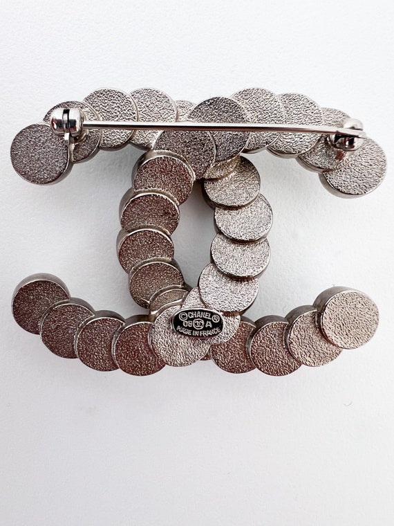 Vintage Chanel Brooch Pin, CC Logo, Natural Mother of… Gem