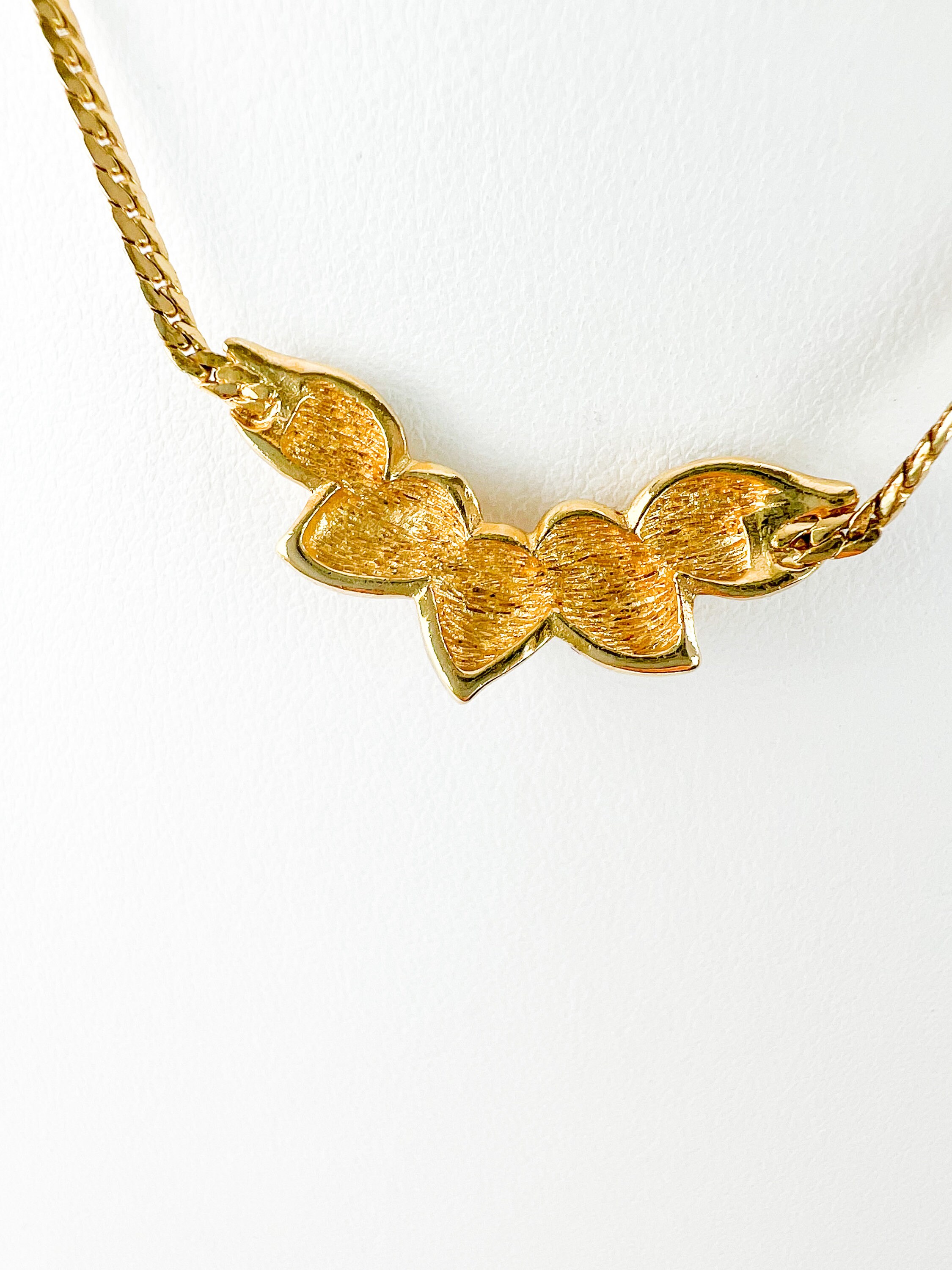 ヴィンテージ ディオール ラインストーン リーフ ネックレス：ゴールド