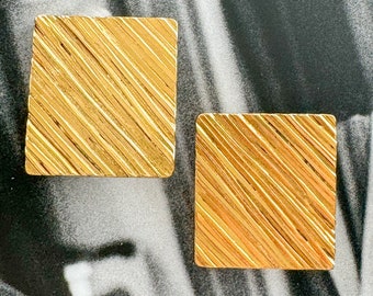 Vintage YSL Guldpläterade Fyrkantiga Clip-On Örhängen