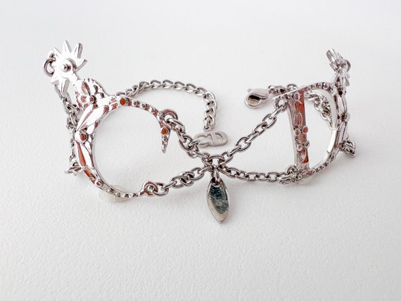 CHRISTIAN DIOR Bracelet Bangle Chain AUTH Logo Vintage CD F
