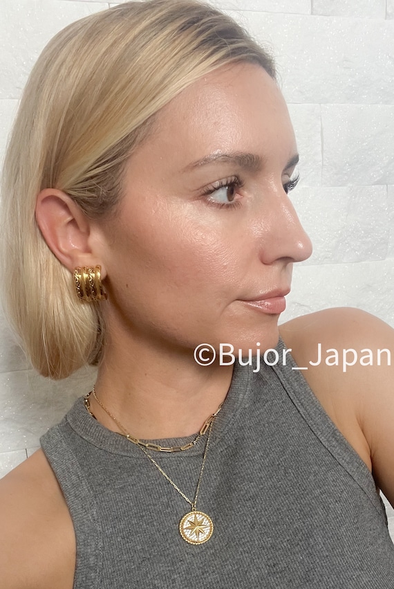 Vintage YSL Yves Saint Laurent Earrings Gold Tone Rectangle