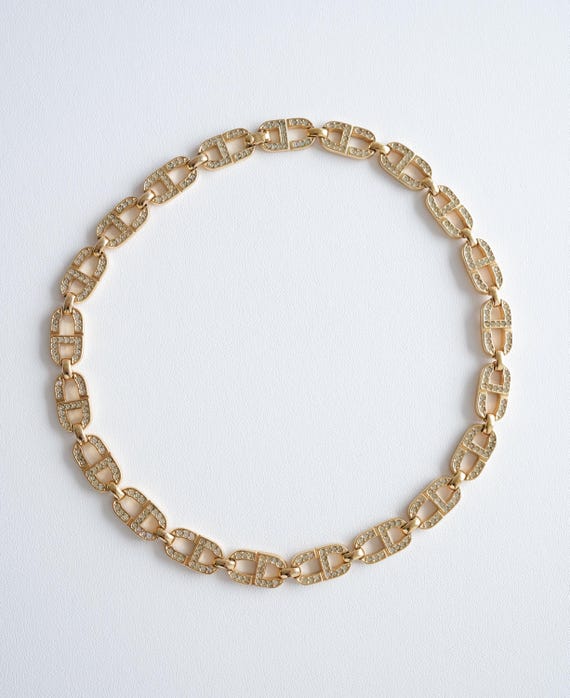Vintage Christian Dior Gold Choker Necklace With CD Logo Vintage Christian Dior Gold Choker Necklace With CD Logo