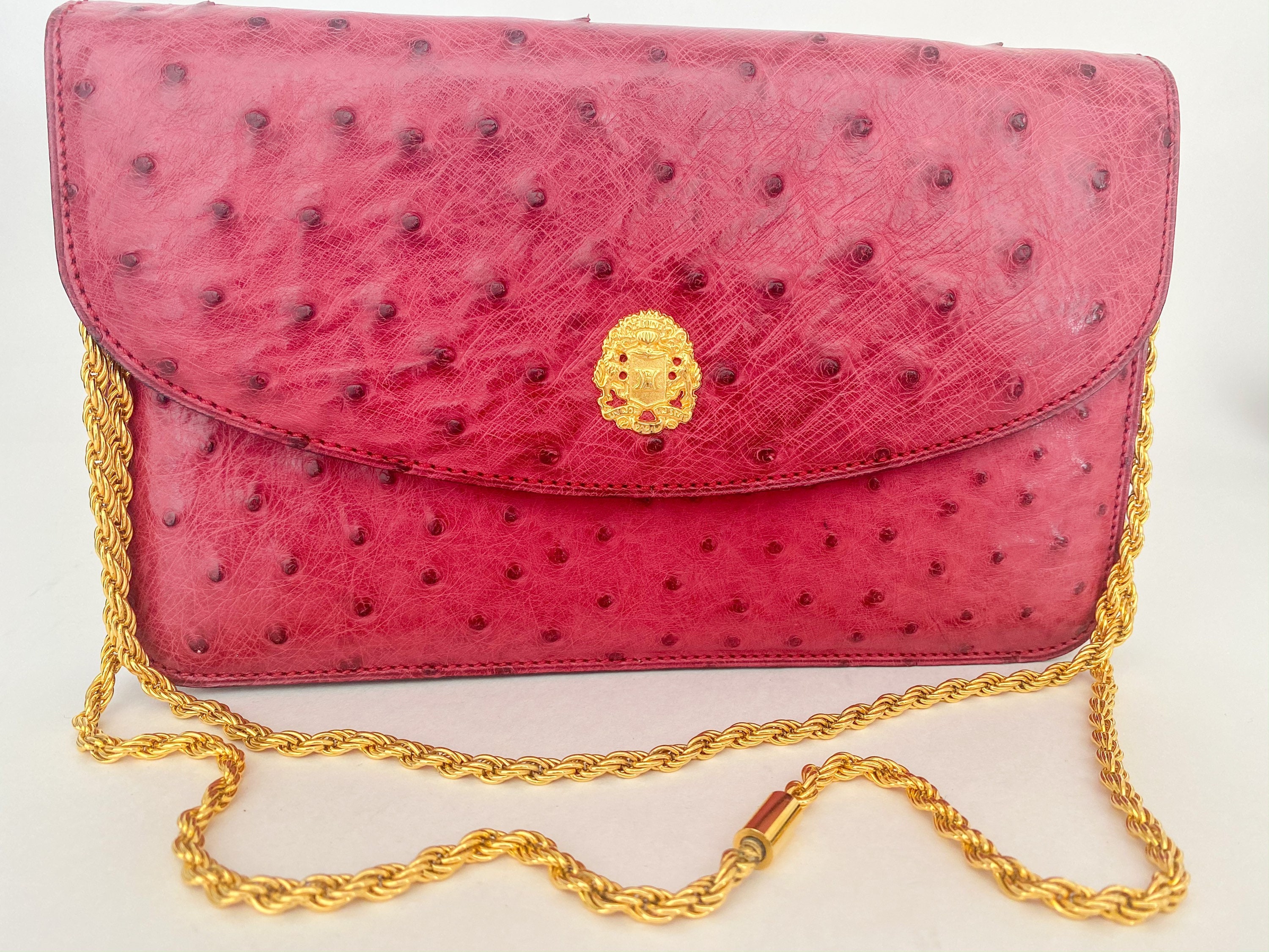 Celine Flamingo Patent Leather Clutch Pouch Bag