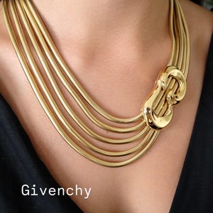 Vintage Givenchy Gold Snake Chain Necklace: Multi-Strand Statement Collar