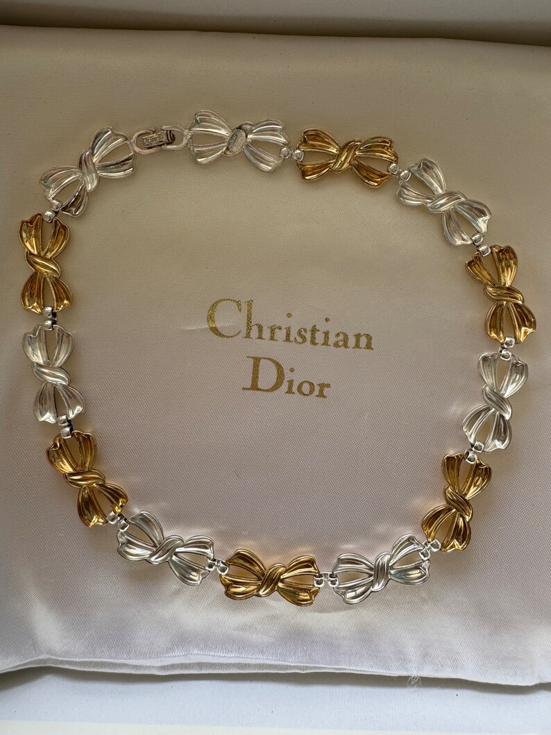 Vintage Christian Dior Ribbon Necklace 925 Germany , Extremely Rare