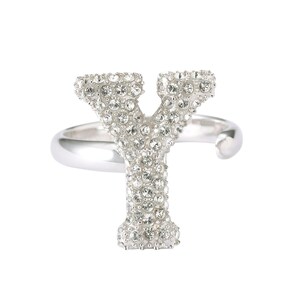 Anillo inicial en plata de ley • Anillo de diamantes • Anillo con nombre • Anillo con letra ajustable • Anillo con monograma • Regalo personalizado para un amigo •