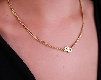 Vintage Christian Dior Gold Choker Necklace: Authentic CD Logo