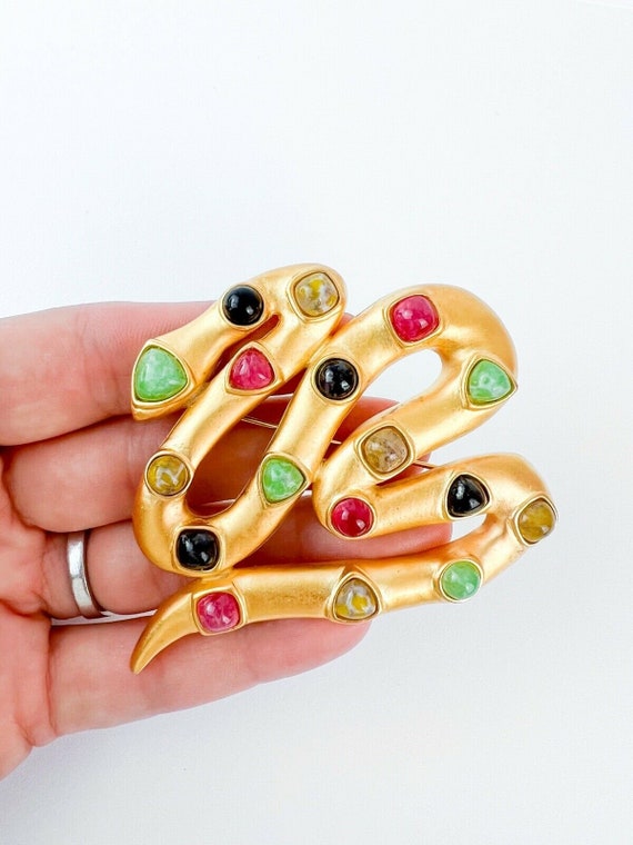 Vintage Karl Lagerfeld Brooch Pin Gold Tone Brooch Cabochon - Etsy