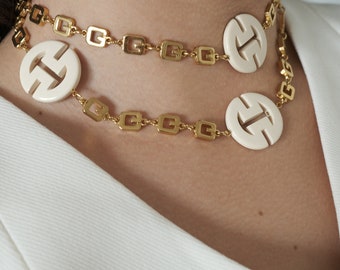 Vintage goudkleurige Givenchy-schakelketting met logo