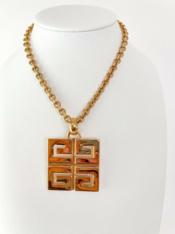 Vintage Givenchy Necklace, Logo Pendant Necklace, Choker Necklace