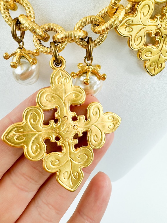 Vintage Karl Lagerfeld Necklace, Gold Tone Necklace, Chain