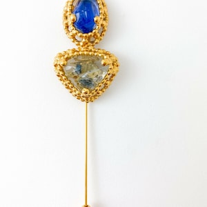 Vintage YSL Pin, sehr seltene Yves Saint Laurent Brosche, YSL Sammlerstücke, YSL Gripoix Glas Made in France, Blaue Brosche Unisex