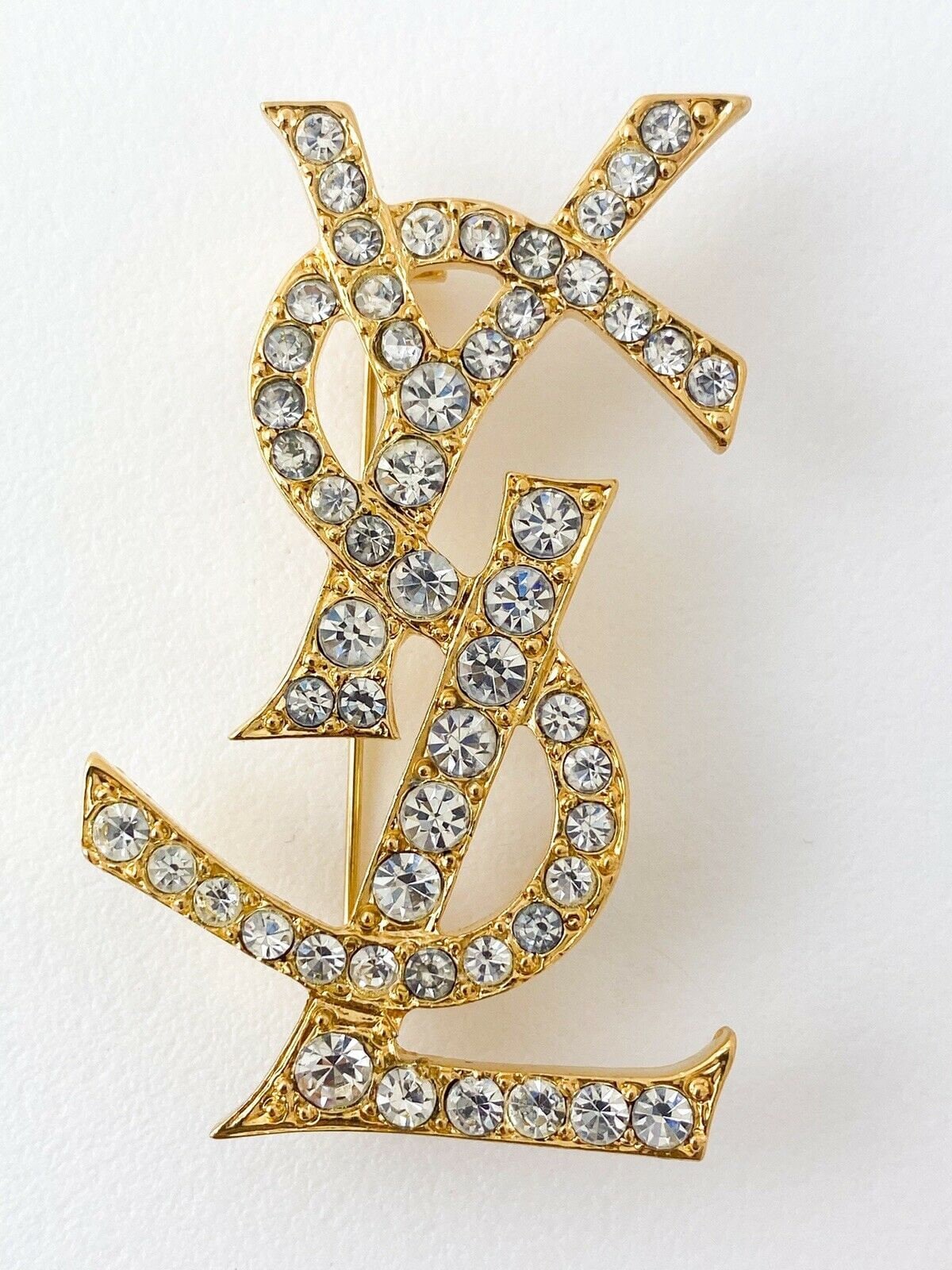 Vintage YSL Yves Saint Laurent Brooch Pin YSL Logo Brooch 