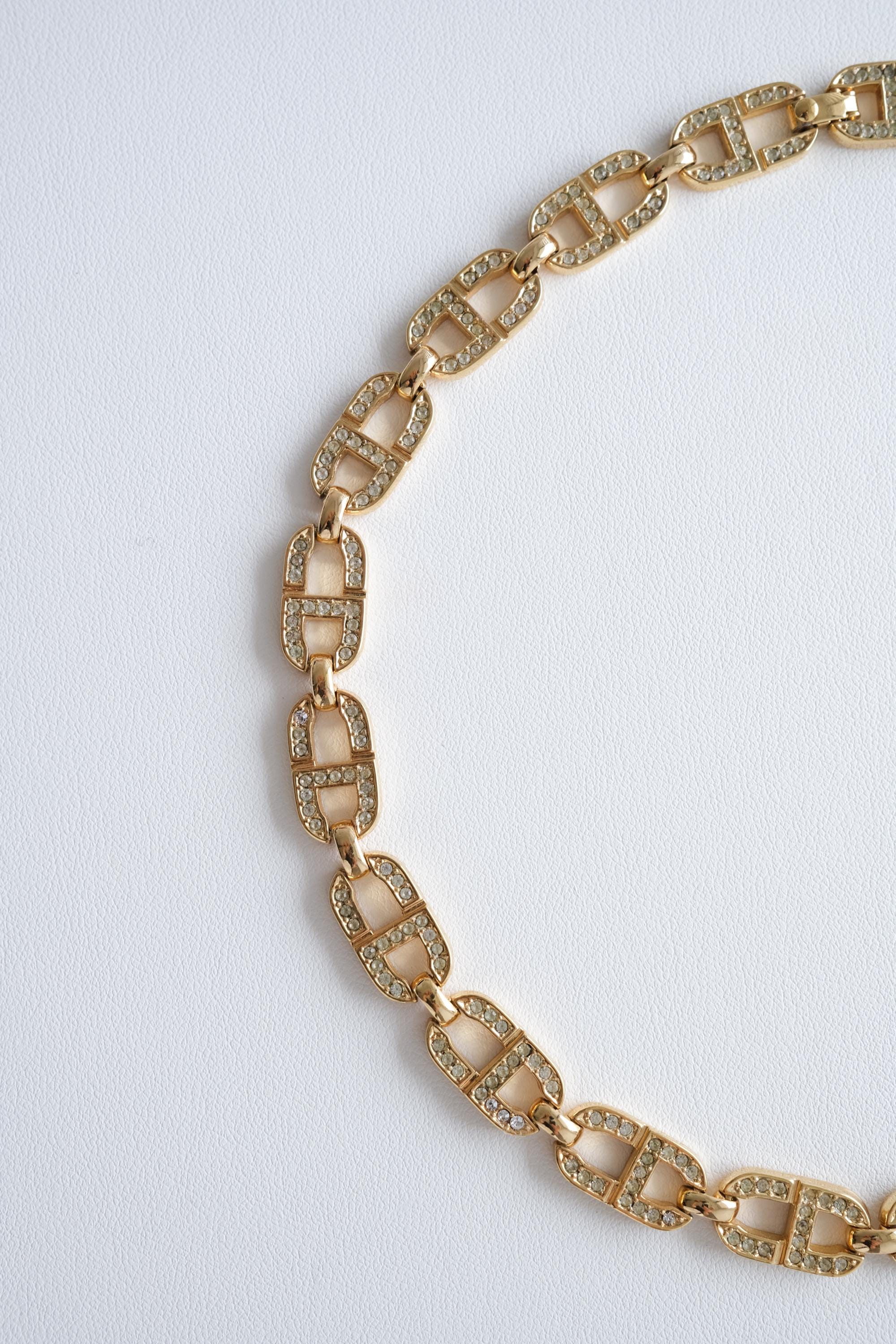 Vintage Christian Dior Gold Choker Necklace With CD Logo