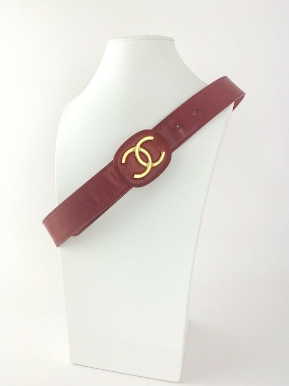 Vintage Chanel Belt Vintage Leather Belt Red Color Made in 