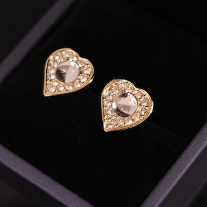 Gold Heart Earrings Heart stud earrings 925 Dainty Heart Stud Earrings  Simple Earrings For Her Trendy Earrings gift for her gift for friend