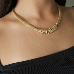 Vintage Christian Dior Necklace , Bridal necklace , vintage Necklace , personalized Gift , choker necklace Gold Authentic vintage Rhinestone