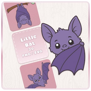 Vampir Fledermaus SVG Bundle, 20 Kawaii Halloween Clipart, Lila, Cut-Dateien, Aufkleber, Sublimation, Geschenke